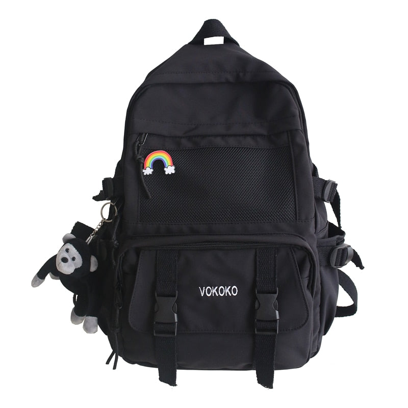 LLYGE High Quality Women Student Schoolbag Travel Big Capacity Nylon Mochila Laptop Backpack Girl Black For Teenager Bagpack