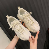Lace-up sneakers black and white casual leather breathable wild thick-soled sneakers spring and autumn new women sneakers 2023