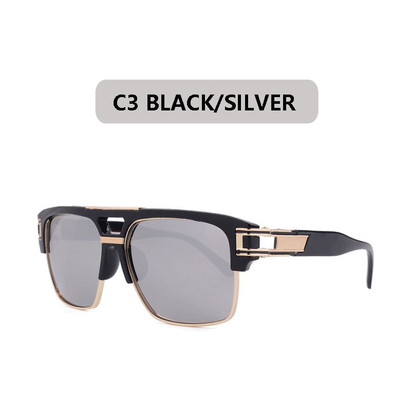 Classic Luxury Male Sunglasses Glamour Fashion Brand Metal frame Sun Glasses For Men Women Retro Square Shades EyewearUV400