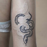 Llyge Black And White Snake Waterproof Tattoo Sticker Arm Female Male Fake Tattoo Line Python Body Art