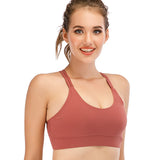 Push Up Sports Bra For Women Gym High Impact Plus Size Workout Yoga Crop Tops Nylon Solid Cross Straps Jogging Femme Fitness Bra