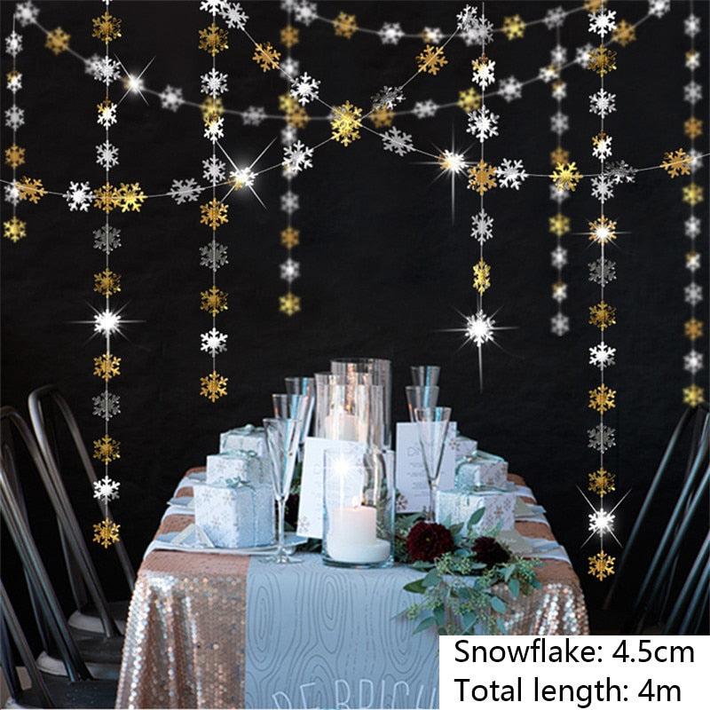 LLYGE Christmas Gift 3D Artificial Snowflakes Paper Garland Festival Frozen Party Supplies Christmas Decorations for Home Wedding Birthday Party Snow