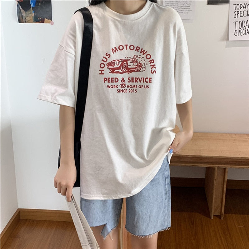 Llyge Women Short Sleeve T-Shirts Print Casual Korean Style Fashion Harajuku Loose T Shirt Women 2023 Fashion Girls Ladies Women Top