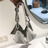 LLYGE purses and handbags luxury designer Dinner party bags for women rhinestone clutch purse silver crystal Shoulder bag