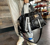 LLYGE luxury designer brand purses and handbags female Shoulder shopper Bag Women's tote bag vintage Metal style leather Travel bag