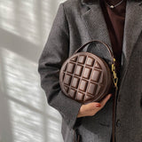 LLYGE High Quality Rhombus Chocolate Square Round Cake Handbag Female Bag 2022 New Korean Fashion One Shoulder Messenger Waist Bag