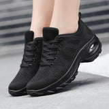 Llyge 2022  Women Shoes New Running Flat Soft Ladies Loafers Zapatos De Mujer Air Cushion Non Slip Damping Chunky Black Sneakers