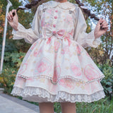Llyge  Graduation Party Japanese Sweet Kawaii Jsk Lolita Dress Women Vintage Victorian Gothic Cartoon Sleeveless Bow Lace Princess Tea Party Dresses