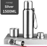 Llyge  2023 Thermos Stainless Steel Vacuum Flask Outdoor Portable Car Coffee Water Bottle Rope Filter Insulated Bottle 600/800/1000/1500ML