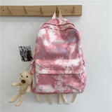 Llyge New Tie-Dye Canvas Women Backpack Female Lovely Travel Bag Teenage Girls High Quality Schoolbag Lady's Knapsack Small Book Bag