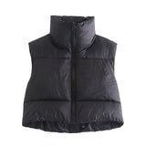 Llyge 2023 Casual Woman Black Loose Short Vest Female Fashion Oversized  Solid Color Tank Ladies Basic Warm Sleeveless Jacket