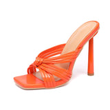 LLYGE 2023 New Summer Fashion Design Narrow Band Women Slippers  High Heels Peep Toe Ladies Mules Slides Shoes Big Size 42