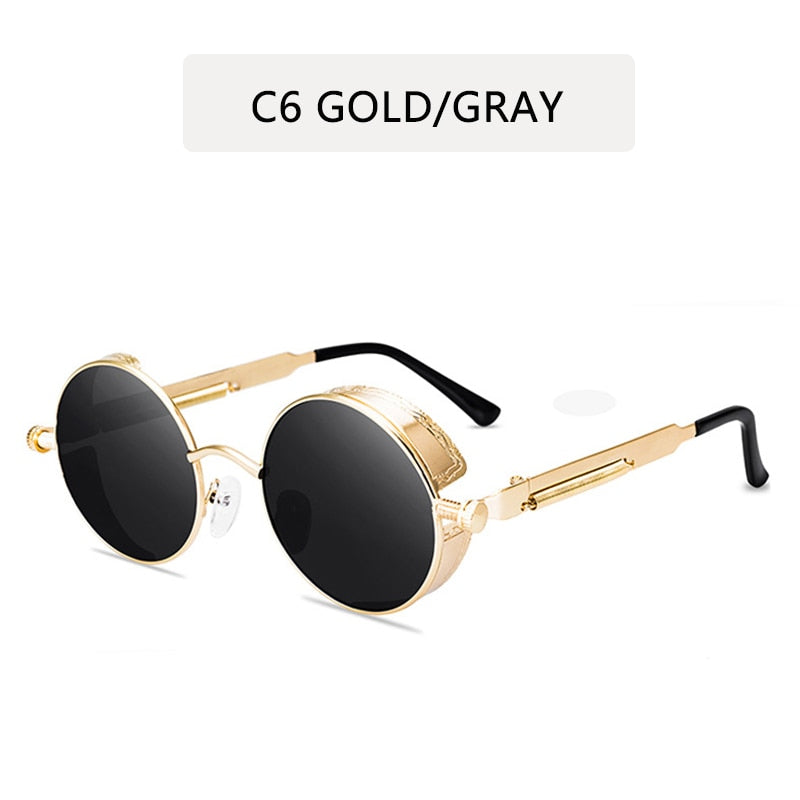 Llyge 2023 Metal Steampunk Sunglasses Men Women Fashion Round Glasses Brand Design Vintage Sun Glasses High Quality Oculos De Sol