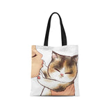 Harajuku Style Cute Cat Lady Shopping Bag Casual Canvas Shoulder Bag For Girl Large-Capacity ECO Handbag Lightweight Tote Bag