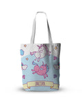New Unicorn Pattern Canvas Handbag Girl Book Bag Pink Cute Cartoon Large Capacity Shopping Bag Travel Bag Female Shoulder Bag