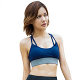 Llyge  Sports Bra Tops For Fitness Nylon Color Contrast Stretch Cross Back Outdoor Gym Jogging Workout Pilates Yoga Underwear
