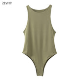 Christmas Gift New 2023 Women  sleeveless solid color slim bodysuits female chic o neck soft blouse brand office wear playsuits tops LS6718