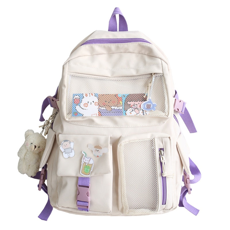 LLYGE Kawaii Nylon Women Backpack Fashion Waterproof Rucksack For Teen Girls School Bag Cute Student Bookbag Travel Mochila