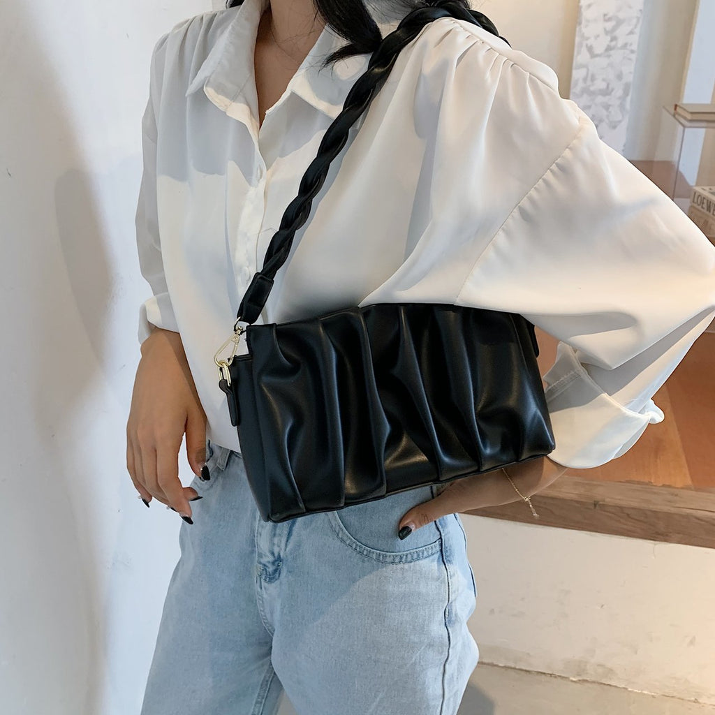 Llyge  Graduation party  Folds Designer PU Leather Crossbody Bags For Women 2023 Solid Color Shoulder Handbags Female Trend Women's Branded Hand Bag