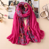 Llyge 2023 Embroidery Winter Scarf Warm Women Scarves Cotton Pashmina Shawl And Wrap Hijabs