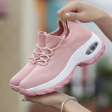 Llyge 2022  Spring Autumn Women Cushion Sneakers Shoes Sports Running Platform  for  Yellow breathable Mesh Socks Boots 42