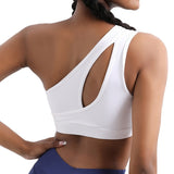 Llyge 2023  One Shoulder Yoga Bras Women Sports Top Crop Athletic Vest Push Up Underwear BH Sports Bra Sportswear Wire Free Gym Shirts