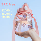 Llyge  2023  Large Capacity Water Bottle Plastic Kawaii Cup Cute Portable Summer Sports Outdoor Girl Child Tumbler With Straw Strap BPA Free