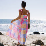 Llyge 2023  Colorful Plaid Bikini Set High Waist Swimwear Shoulder Strappy Bathing Suit Beachwear Biquini female