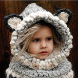 llyge Winter Kids Fox Ears Handmade Beanie Hat Scarf Sets for 1~10 Year Old Children Girls Scarves Free Shipping（merry christmas）