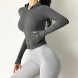 Llyge 2023 Sport Jacket Women Slim Running Coat Autumn Zipper Fitness Active Wear Gym Hoodies  Workout  Top Yoga Sportswear
