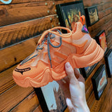 Llyge 2022 New Sneakers Women Platform Orange Running Shoes for Women Breathable Soft Sport Shoes Woman Chunky Wedge Shoes Footwear