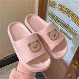 lyge Bear Slippers Women's Summer Flip-Flops Sandals 2023 Platform Casual House of Sunny Kawaii Home Soft