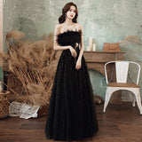Llyge  Strapless Black Women Evening Dresses Fashion Appliques Sequins Sleeveless Prom Dress 2023 Elegant Floor-Lenght Ball Gowns