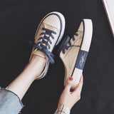 Llyge 2023 Low-cut Canvas Shoes for Women 2023 Autumn New Fashion Vulcanized Shoes female Flats Casual Sneakers Lace-Up Little White Shoes