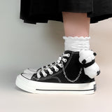 Llyge Fashion Panda Canvas Shoes Kawaii Cute Girls Students High Top Sneakers 2023 Autumn Woman Vulcanize Shoes