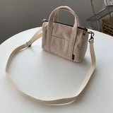 Llyge  2023  Corduroy Mini Tote Bag Handbags for Women Girls Purses Casual Autumn and Winter Small Solid Color Shoppers Crossbody Bags