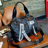 LLYGE luxury designer brand purses and handbags female Shoulder shopper Bag Women's tote bag vintage Metal style leather Travel bag