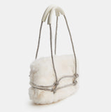 LLYGE luxury designer handbag purses and handbags for women small bag ladies tote bag evening clutch bag fur purse faux fur bag