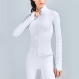 Llyge Women Long Sleeve With Thumb Hole Sports Jacket Zipper Design Yoga Shirt Fitness Sports Coat Workout Jogging Wear