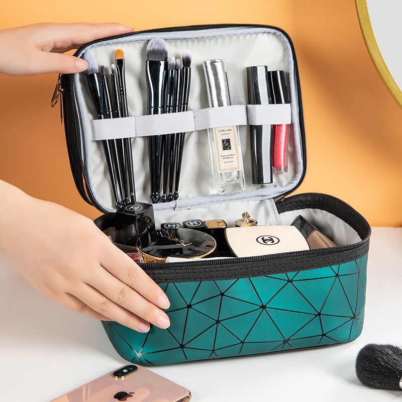 LLYGE Travel Clear Makeup Bag Fashion Diamond Cosmetic Bag Toiletries Organizer Waterproof Females Storage Make Up Cases