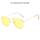 LLYGE Vintage Metal Men Women Sunglasses Classic Luxury Hexagon Male Sun Glasses Fashion Driving Eyewear Oculos De Sol UV400