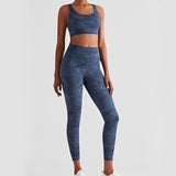 LLYGE Womens Two Peice Sets Yoga Suit Gym Sport Women Tie Dry Shockproof Bra  Back High Waist Leggings Fitness Sportwear Set