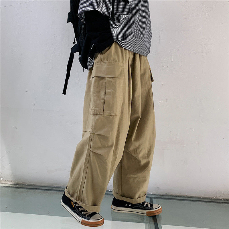 LLYGE Streetwear Khaki Cargo Pants Women Korean Fashion Hippie Black Wide Leg Trousers For Female Kpop Oversize Joggers 0524