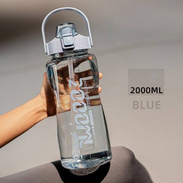 Llyge  2023 1 gallon Large Capacity Sports Water Bottle with Straw Handle time marker Outdoor tumblers Gym Fitness BPA Free Clear Flask