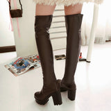 Llyge 2022 Autumn Winter Women Over The Knee Boots Platform Square High Heel Ladies Thigh Boots PU Leather Round Toe Woman's Boots