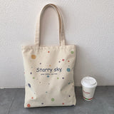 Llyge  2023  Handbag for Women Tote Bag Shoppers Designer Bag Japanese Style Fashion Large Capacity Starry Sky Girls Canvas Shoulder Bag