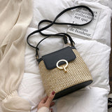 Small Straw Bucket Bags For Women 2023 Summer Crossbody Bags Lady Travel Purses And Handbags Female Shoulder Simple Bag