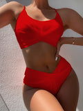 Llyge V-Neck Bikinis 2023 High Waist Swimwear Women's Swimsuits Solid Bathing Suits Push Up  Biquini Twisted Beachwear
