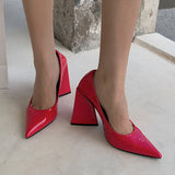 LLYGE 2023 New Women High Heels Pumps Slip On Shallow Triangle Heel Shoes Basic  Pointed Toe Dress Ladies Pumps Big Size 41