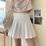 Llyge White Pleated Women Skirt A Line Casual Slim High Waisted Thin All Match Female Japan College Style fashion Summer  New